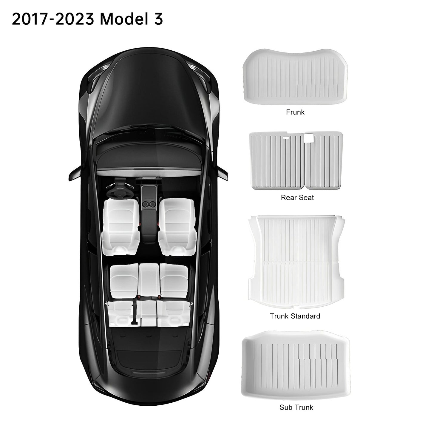 TPE Frunk & Trunk Cover for Tesla Model 3/Y ( 2017-2023) 2017-2023 Model 3 A set (standard version)