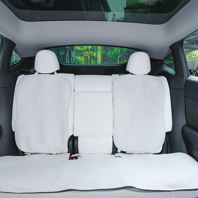 Comfortable and Breathable Cotton and Linen Cushion for Tesla Model 3 and Model Y White Rear Seat