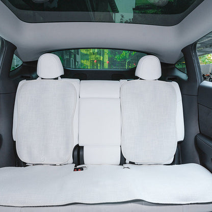 Comfortable and Breathable Cotton and Linen Cushion for Tesla Model 3 and Model Y White Rear Seat