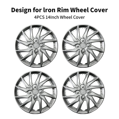 14" Sport Style Wheel Covers Hubcaps for Universal Fit R14 Tire Steel Wheels 4 PCS