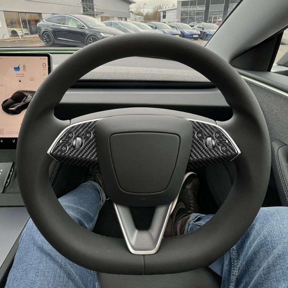 [Real Carbon Fiber] Steering Wheel Panel Covers (2PCS) for Tesla Model 3 Highland 2024+