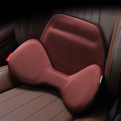 Ergonomic Ice Silk Breathable Lumbar Support Pillow - Fits All Cars Red Brown
