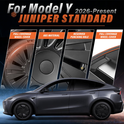 4PCS 18" Matte Black Blade Style Hub Cap for Tesla Model Y 2026