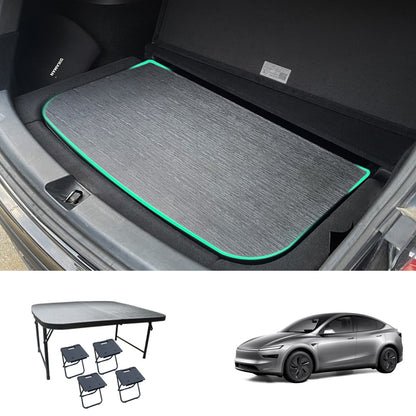 Upgraded Camping Folding Table Travel & Trunk Storage for Tesla Model Y Juniper 2025+ 1PCS Table + 4PCS Folding Chairs