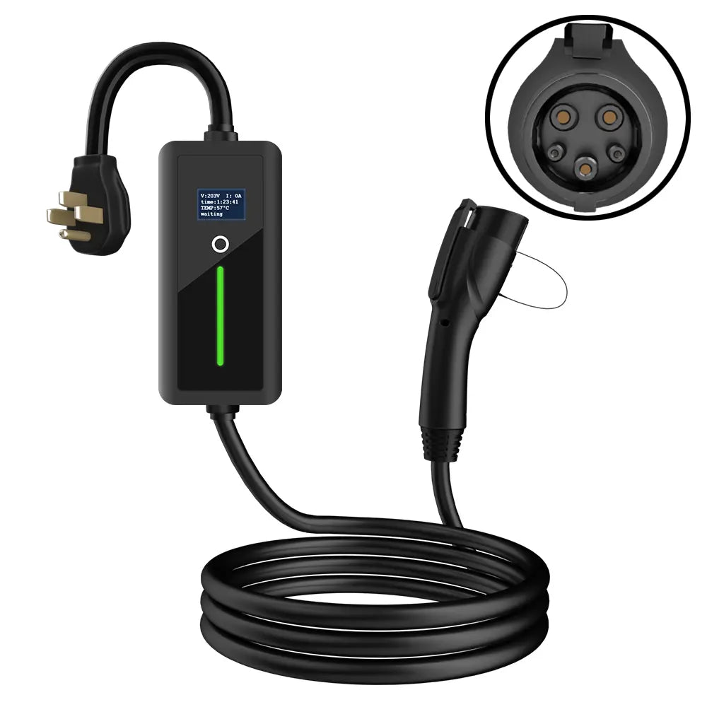 Level 2 J1772/NACS EV Charger for Home Portable EV Charger with Screen Display Adjustable Current