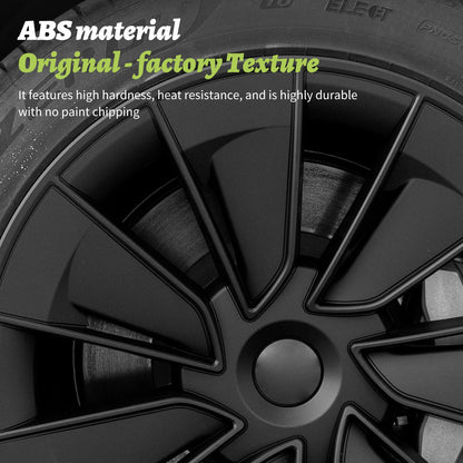 19" Matte Black Knife Wheel Cover Hubcaps for Tesla Model Y 2020-2024