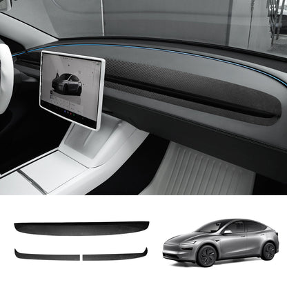 ABS Dashboard Trim Cover for Tesla Model Y Juniper 2025+ Upper+Lower Dashboard Cover Glossy Carbon Fiber Style