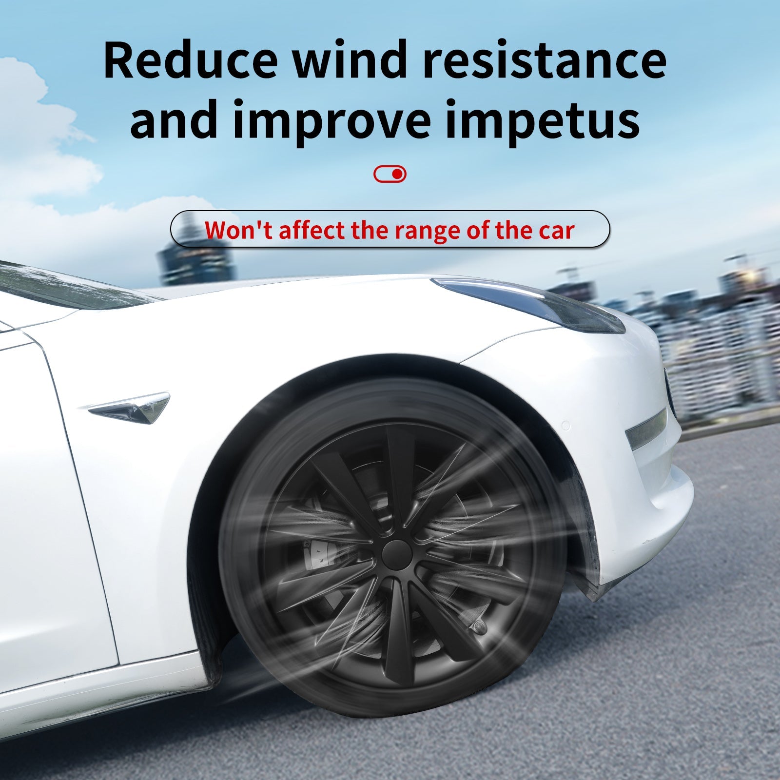 18 Inch Blade Style Hub Cap Black Wheel Covers for Tesla Model 3 2017-2023