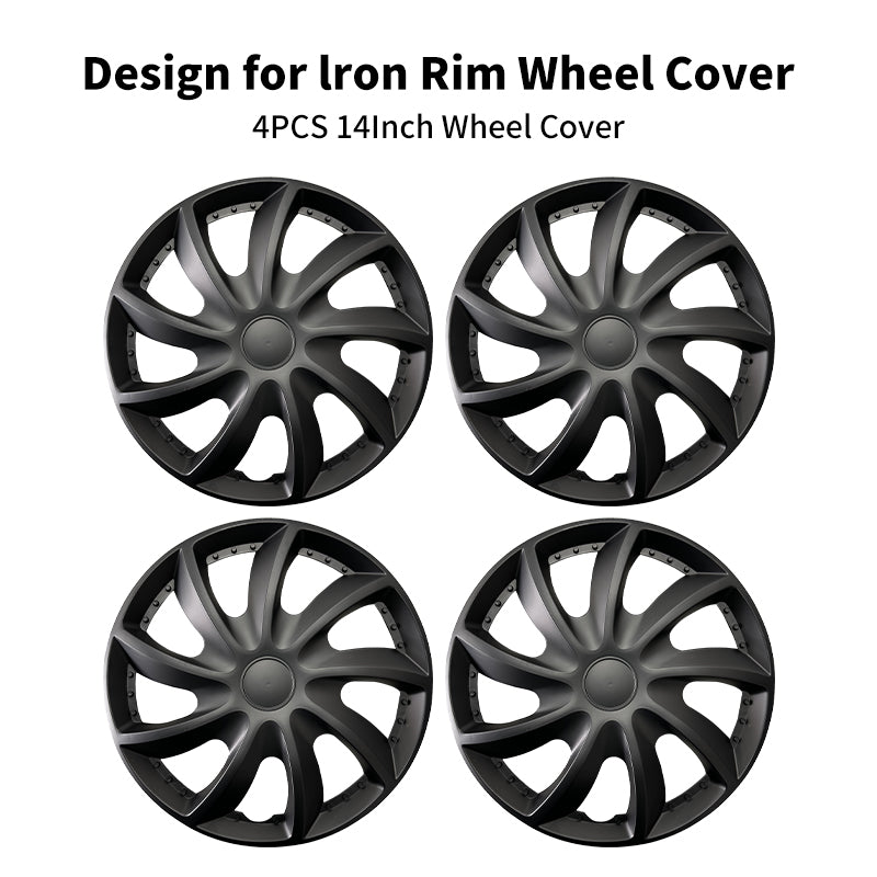 14" Storm Style Wheel Covers Hubcaps for Universal Fit R14 Tire Steel Wheels 4 PCS