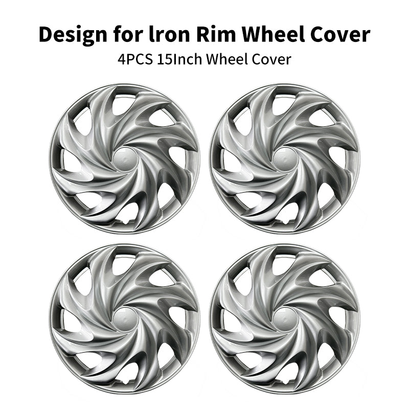 15" Tornado Style Silver Wheel Covers Hubcaps for Universal Fit R15 Tire Steel Wheels 4 PCS