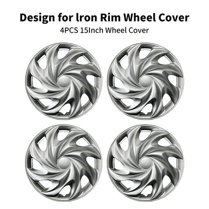 15" Tornado Style Silver Wheel Covers Hubcaps for Universal Fit R15 Tire Steel Wheels 4 PCS