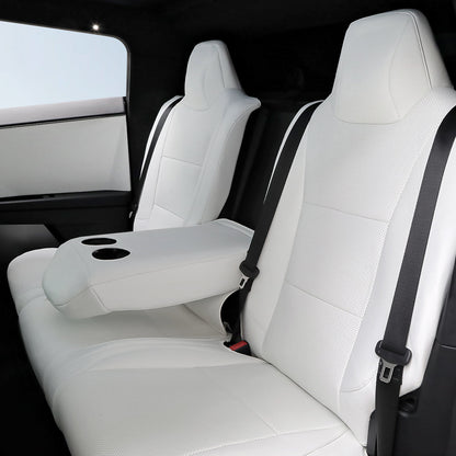 All-Inclusive Seat Cover for Tesla Cybertruck 2024+ Nappa Leather White Rear Seats Only