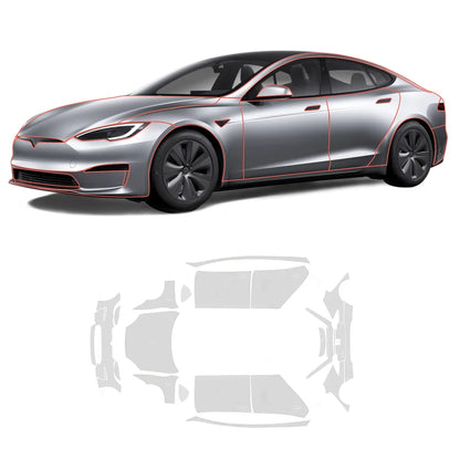 Glossy TPU Invisible Full Car Paint Protection Film (PPF) for Tesla Model S (2021-2024) Set 5 - Full Kit (Complete Set)