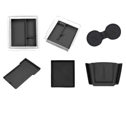 2024 Model 3 Highland Center Console Organizer Tray Designed For Armrest Storage Box Cup pad Wireless charging pad Set Black-6pcs