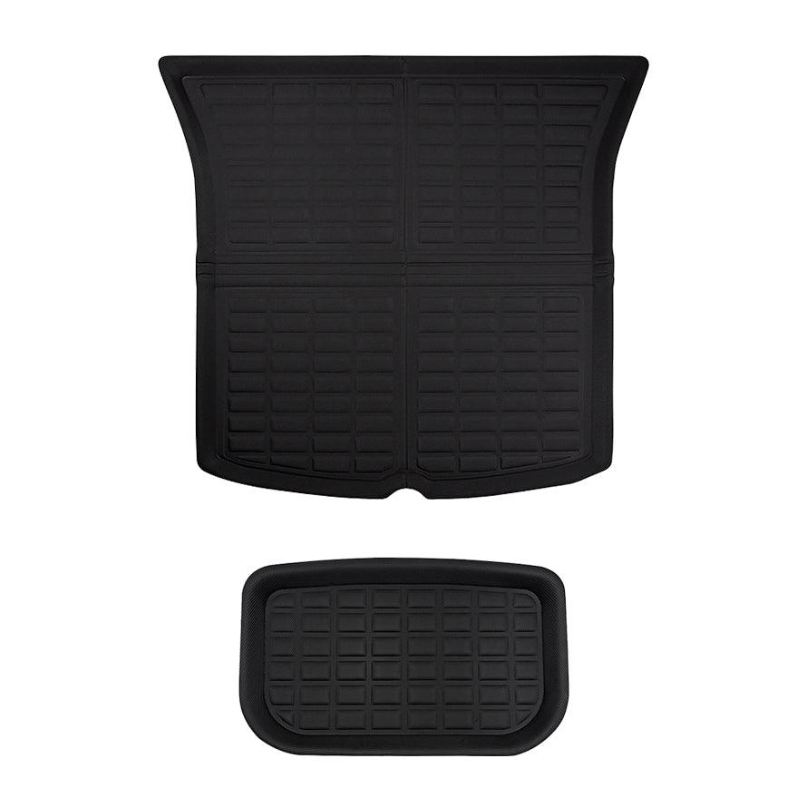 Custom-Fit Floor Mats And Liners 3D Lamination Cutting All-Weather For Tesla Model Y (2020-2024) 5 Seats Trunk Mat (Upper & Lower) (2 PCS)