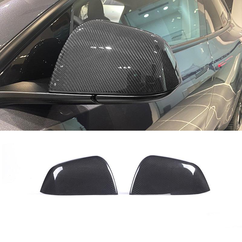 [Real Carbon Fiber] Side Mirror Cover for Tesla Model Y, Rear View Mirrors Cover Cap (1 Pair), OEM Style (2020-2024) Real Glossy Carbon Fiber