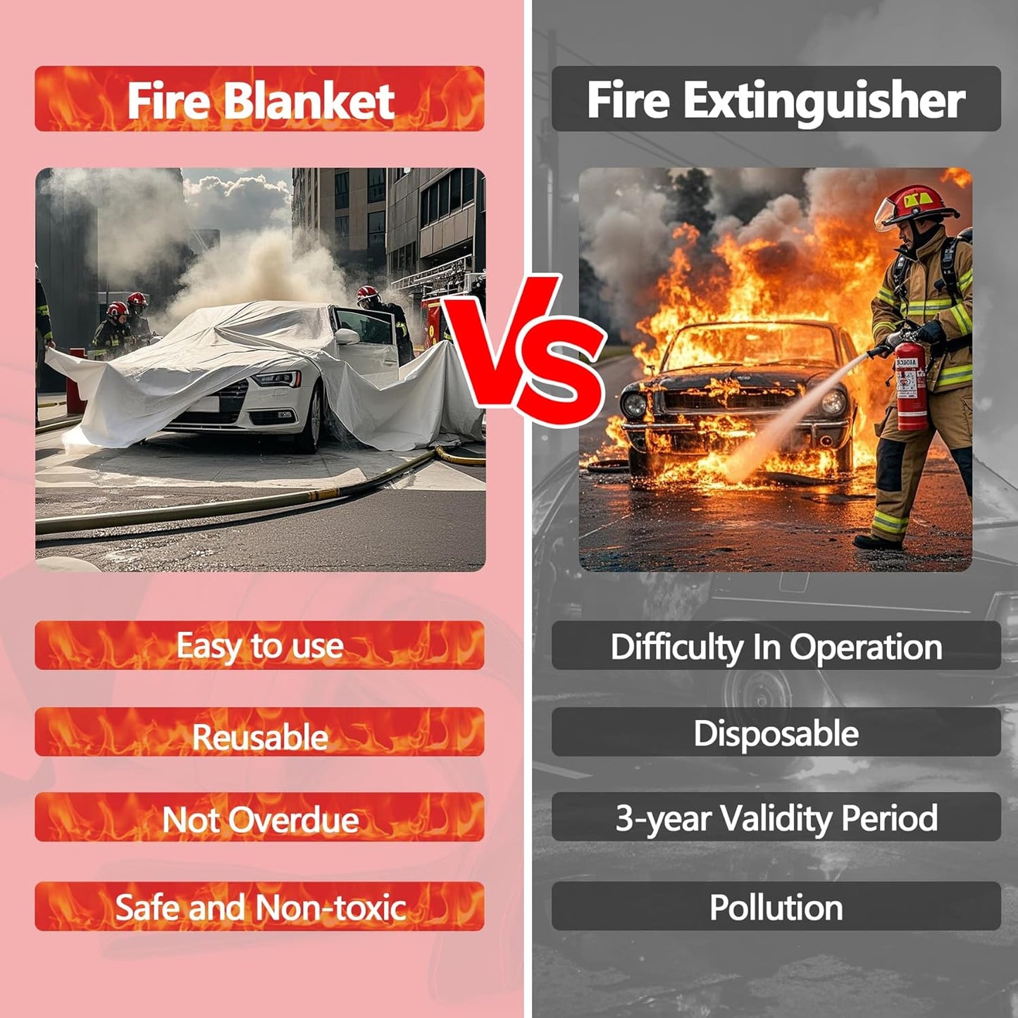 4x6m Emergency Fire Blanket for Car EV Vehicle Portable Extinguisher