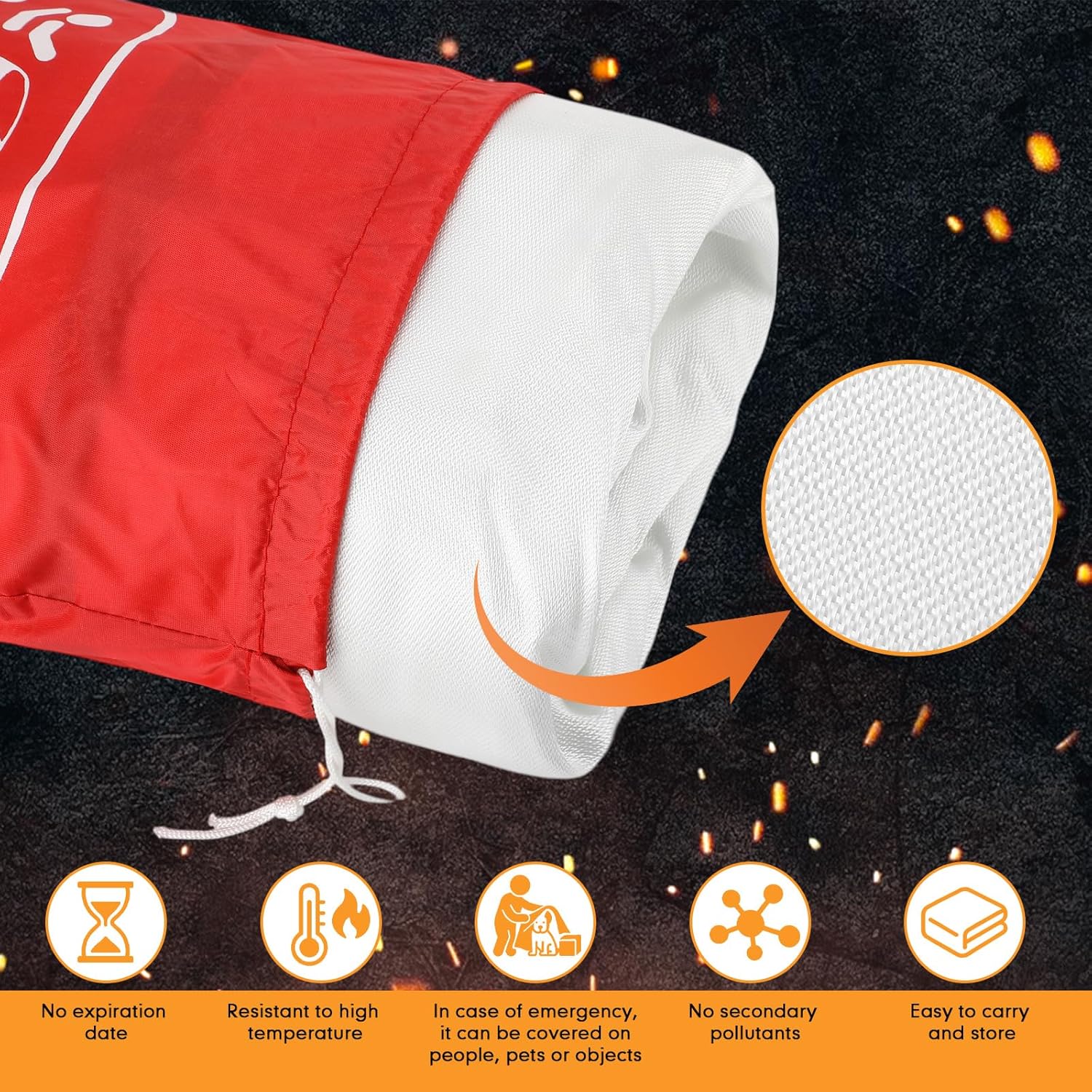 4x6m Emergency Fire Blanket for Car EV Vehicle Portable Extinguisher