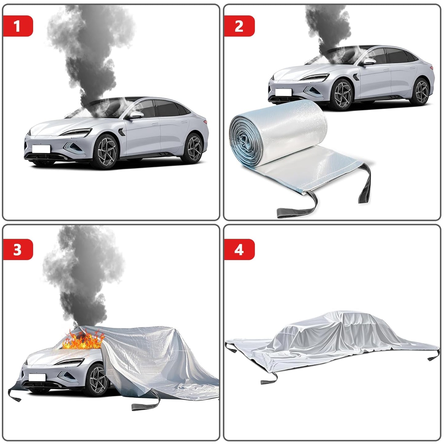 4x6m Emergency Fire Blanket for Car EV Vehicle Portable Extinguisher