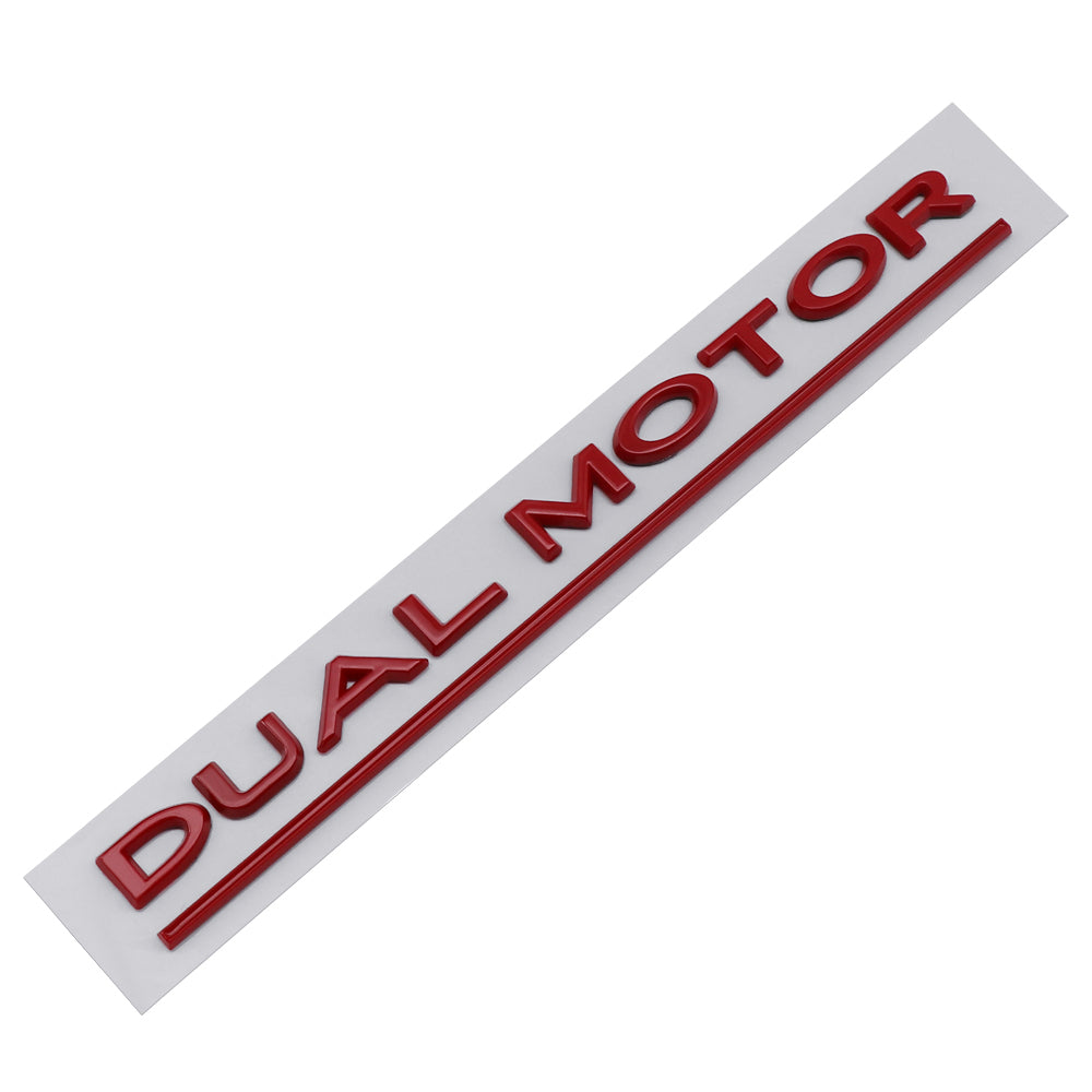 'Dual Motor' Decal Rear Trunk Emblem For Tesla All Model 3 Y S X Red