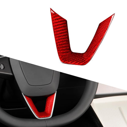 Carbon Fiber Center Control Touchscreen Cover for Tesla Model 3/Y Red Twill Weave