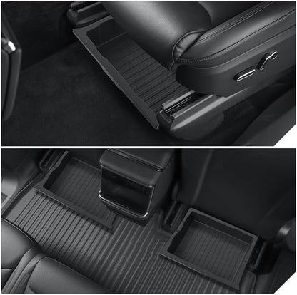 2 Pack For Tesla Model X 2017-2025 Front/Back Under Seat Storage Organizer,TPE Waterproof Underseat Bin Trash Storage Can for Tesla Model X accessories