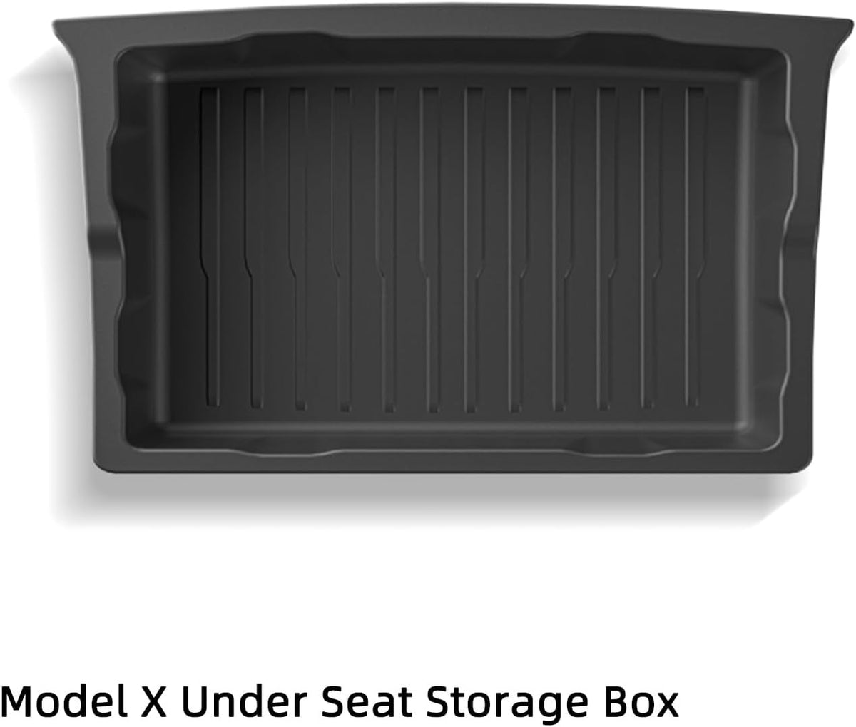 2 Pack For Tesla Model X 2017-2025 Front/Back Under Seat Storage Organizer,TPE Waterproof Underseat Bin Trash Storage Can for Tesla Model X accessories