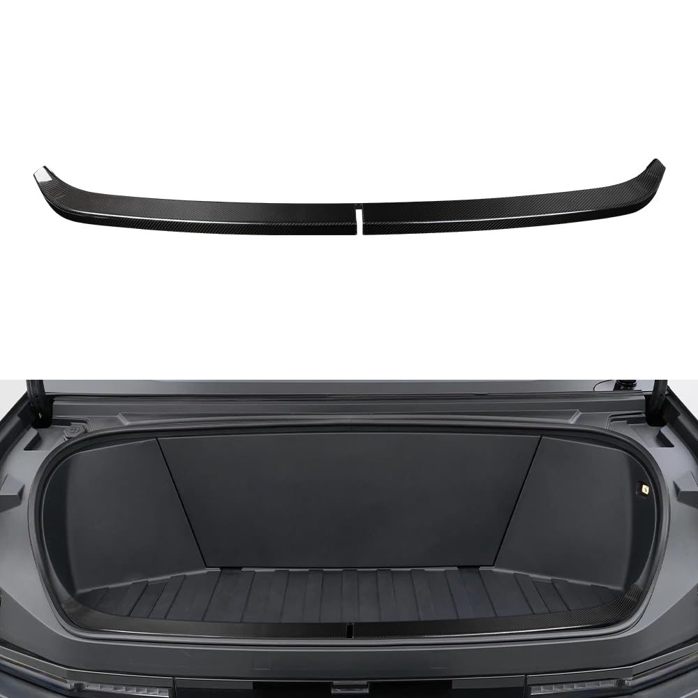 JSWAN Carbon Fiber Front Trunk Threshold Strip Fit for Tesla Cybertruck (2024 2025 2026) Cyber Truck Front Trunk Gate Protector Sill Guard Cover Accessories (Matte Black) Glossy black