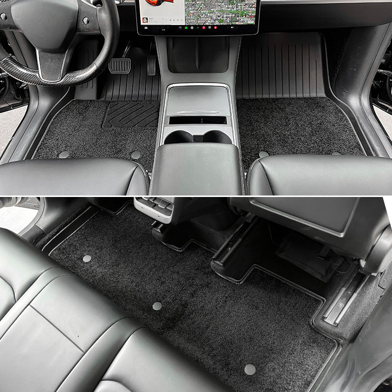 Model 3 Floor Mats All Weather Double Layer Flocking TPE For Tesla(2017-2023)