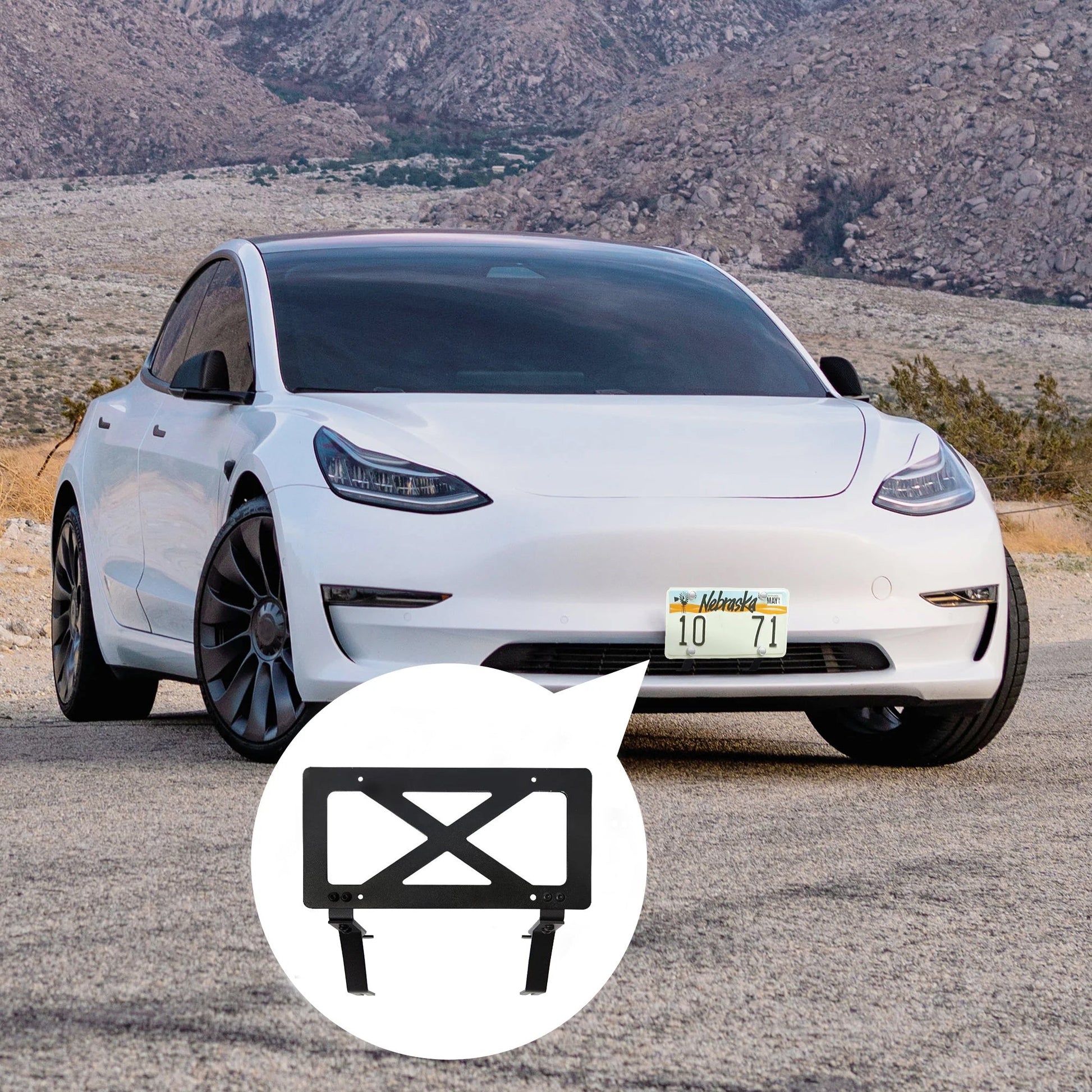 No Drill Front License Plate Mount for Tesla Model Y/3/S/X