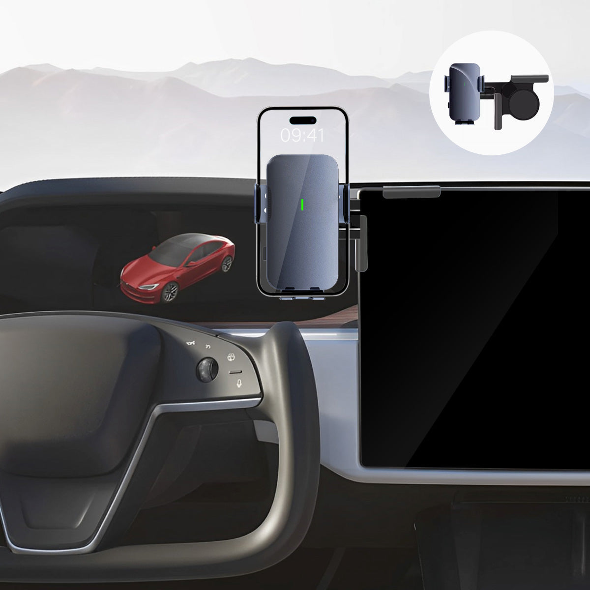 Model S/X MagSafe Solar Phone Holder For Tesla(2021-2023) Solar Charging Grey