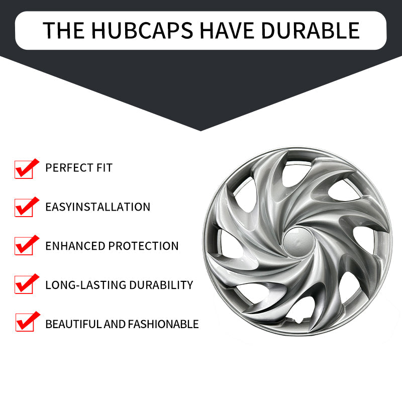 15" Tornado Style Silver Wheel Covers Hubcaps for Universal Fit R15 Tire Steel Wheels 4 PCS