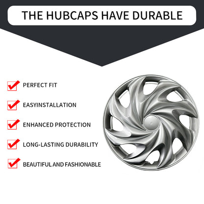 15" Tornado Style Silver Wheel Covers Hubcaps for Universal Fit R15 Tire Steel Wheels 4 PCS