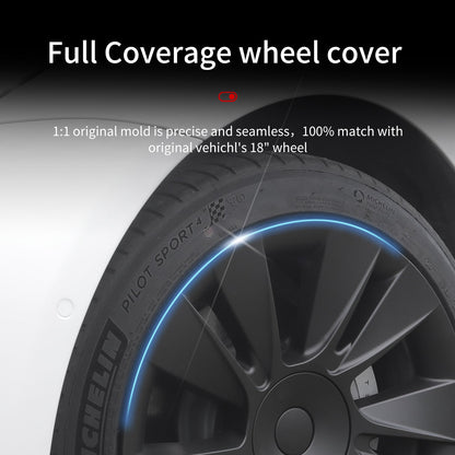 18"Matte Black Knife Style Wheel Cover Hubcap for Tesla Model 3 2017-2023