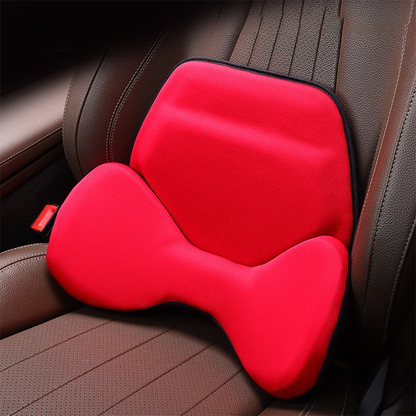 Ergonomic Ice Silk Breathable Lumbar Support Pillow - Fits All Cars Red
