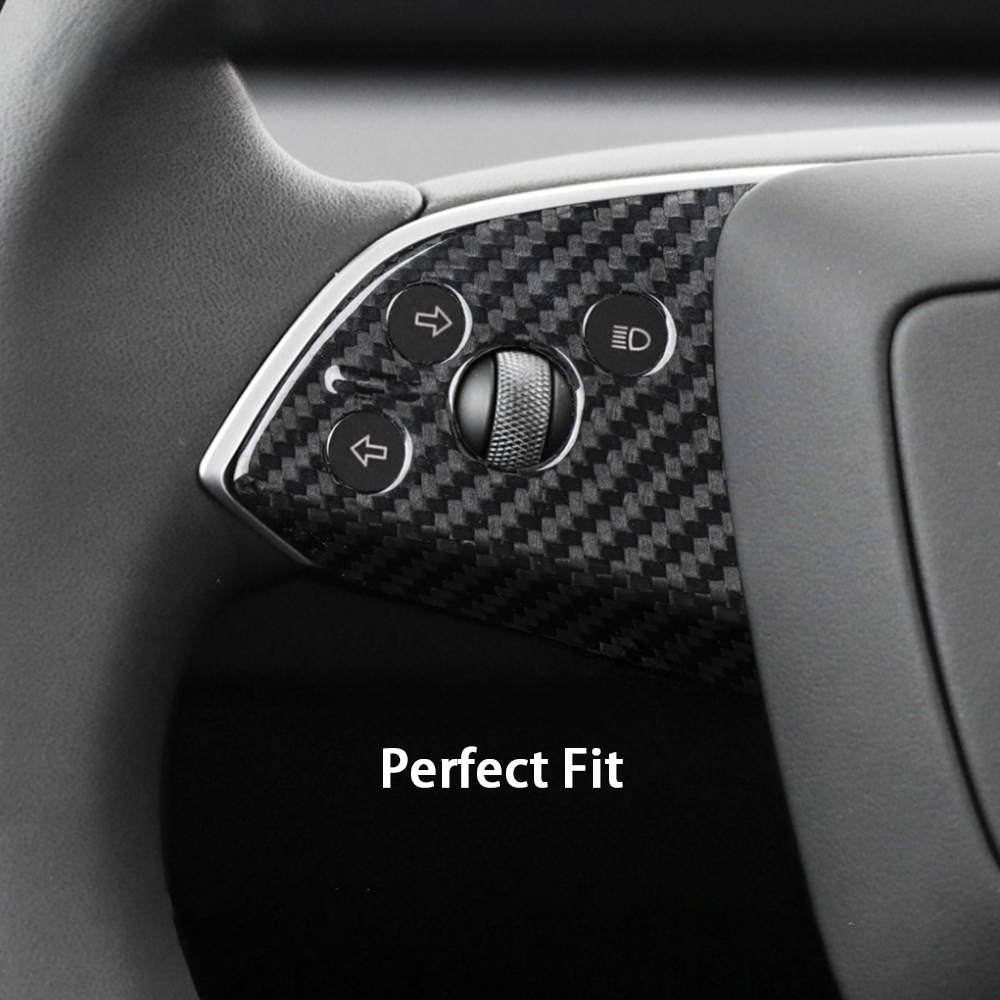 [Real Carbon Fiber] Steering Wheel Panel Covers (2PCS) for Tesla Model 3 Highland 2024+