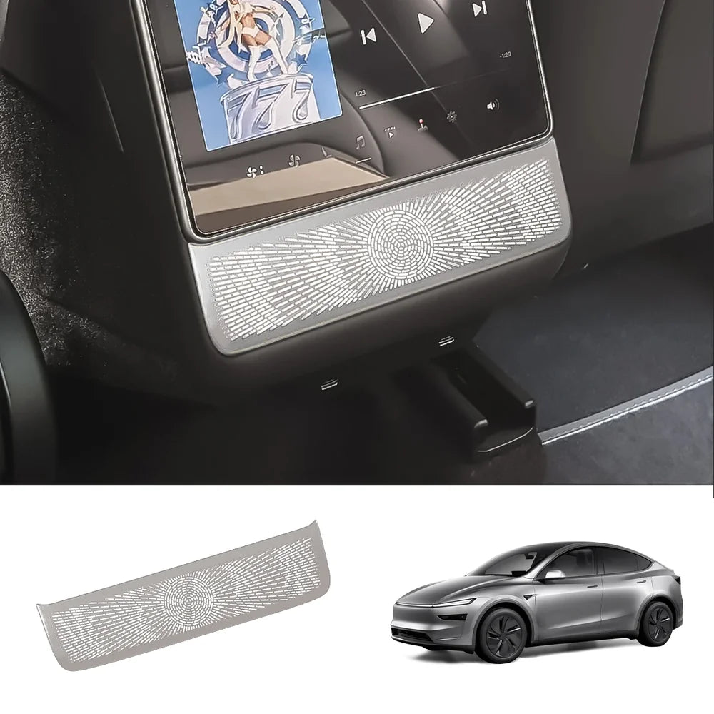Stainless Steel Rear Console Vent Cover for Tesla Model Y Juniper 2025+ Brushed Silver