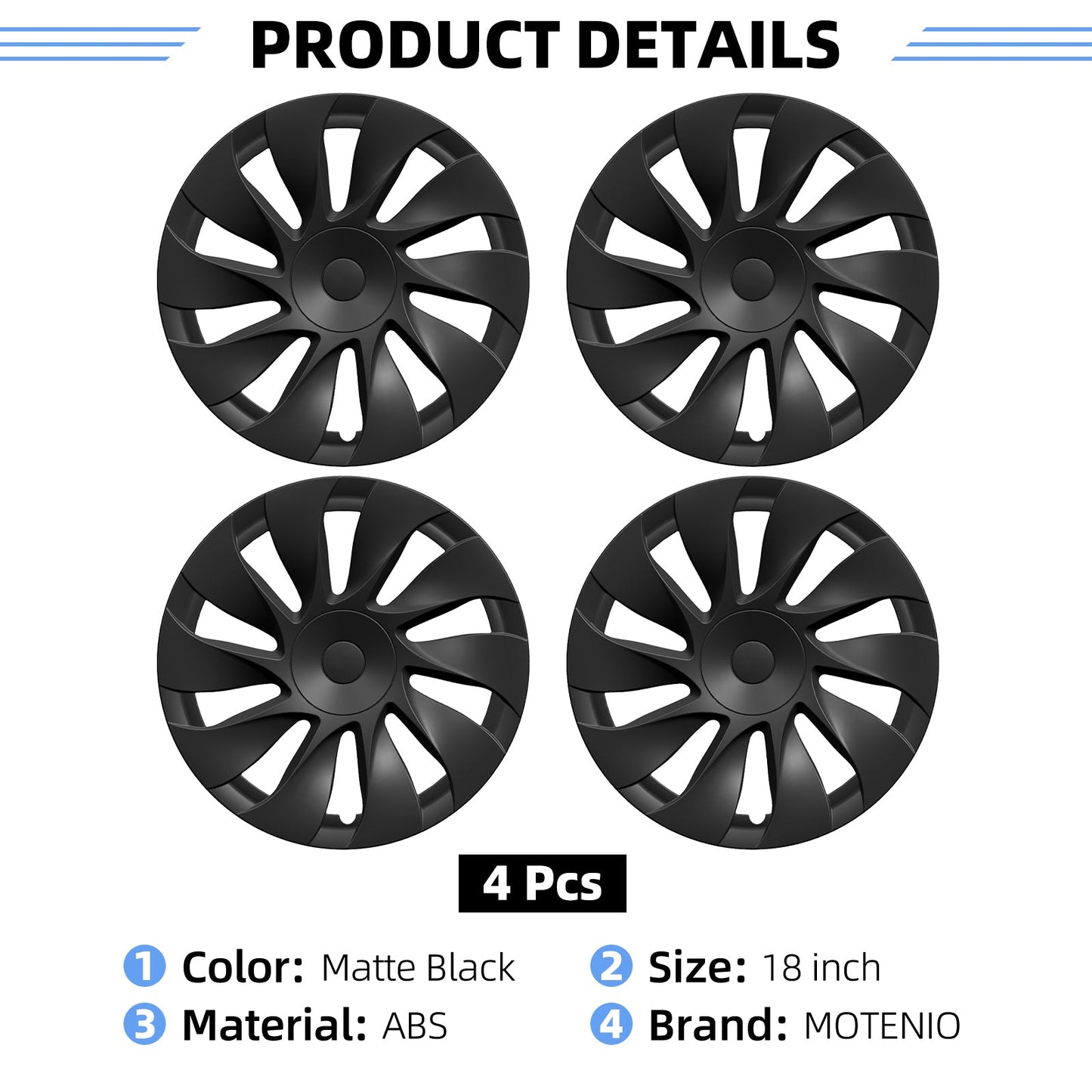 18" Cyclone Wheel Covers For Tesla Model 3