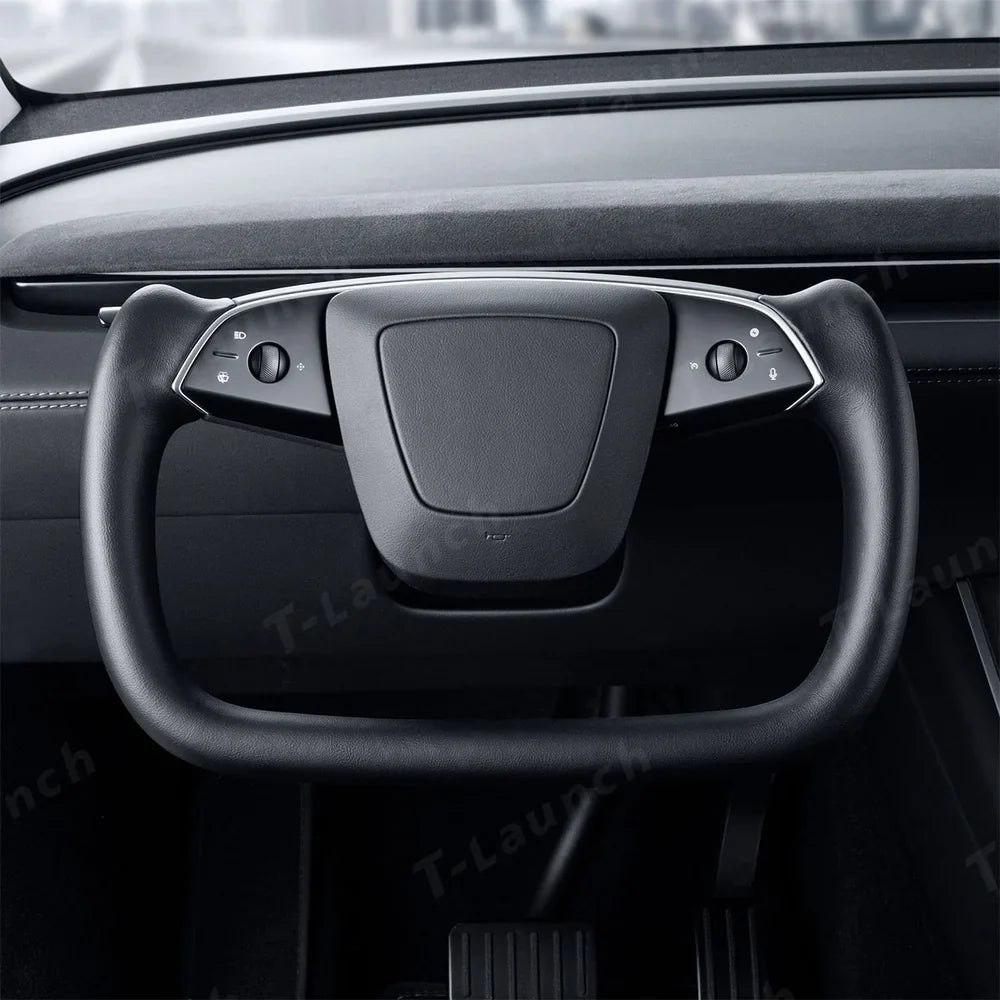 Nappa Leather Open-Bottom Yoke/Cyber Steering Wheel Driving Wheel Upgrade for Model Y Juniper/ Model 3 Highland