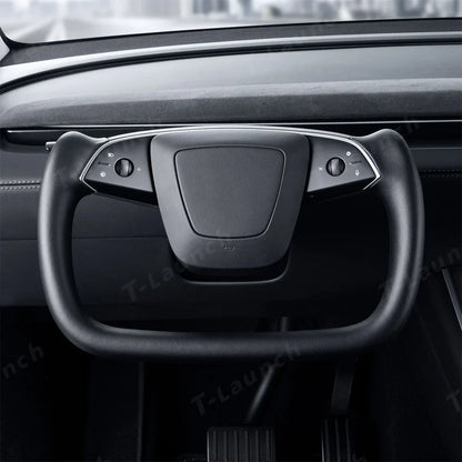 Nappa Leather Open-Bottom Yoke/Cyber Steering Wheel Driving Wheel Upgrade for Model Y Juniper/ Model 3 Highland