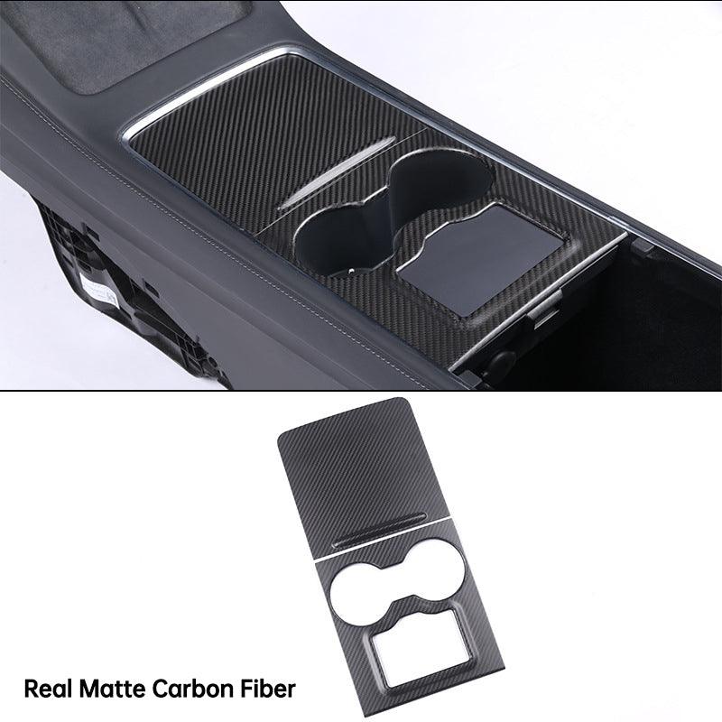 [Real Carbon Fiber] Model 3/Y Center Console Overlays With Key Card Slot (Gen. 2) (2021-2023) Real Matte Carbon Fiber