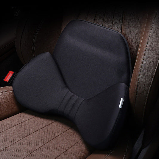 Ergonomic Ice Silk Breathable Lumbar Support Pillow - Fits All Cars Ivory Black