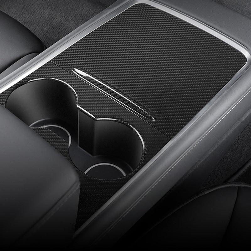 [Real Carbon Fiber] Model 3/Y Center Console Overlays With Key Card Slot (Gen. 2) (2021-2023)