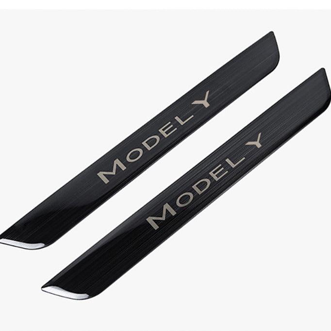 Tesla Model Y Door Sill Covers Vinyl Wrap Protector (2020-2023) Front Only (1 Pair) Black