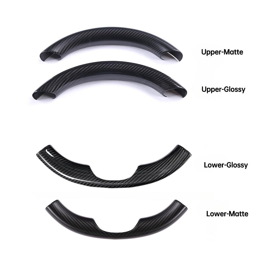 [Real Carbon Fiber] Steering Wheel Upper/Lower Cover For Tesla Model 3/Y Accessories (2017-2023) Full Set (2 PCS)