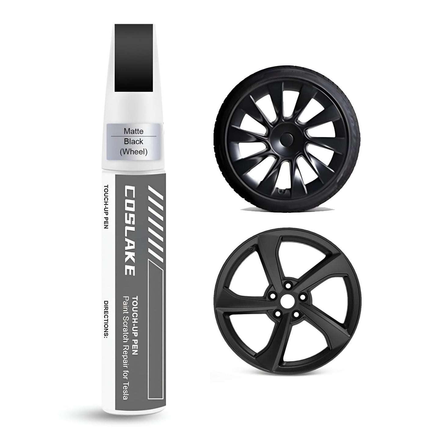 Rim Touch Up Paint(Gunpowder) for Tesla Model Y/3/S/X Gemini Dark/Uberturbine/Arachnid/Cybersteam/Turbine Wheel, Curb Rash Repair Rim Scratch Repair with Masking Tape & Sandpaper
