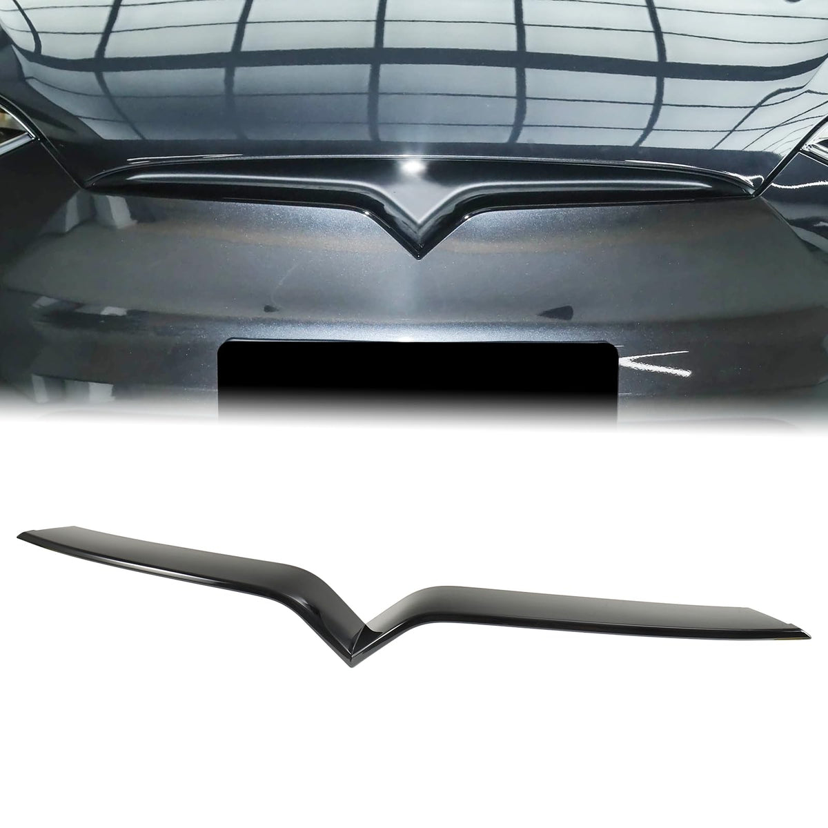 Carbon Fiber Front Grille Insert Trim for Tesla Model X Gloss Black