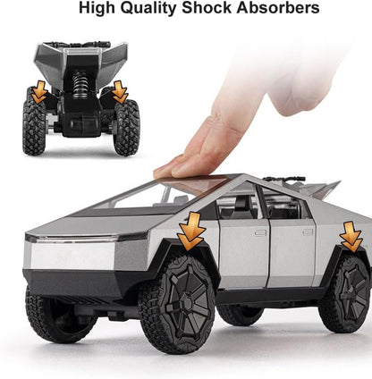 1:22 Scale Diecast Toy Trucks, Metal Pull Back Pickup with Mini ATV, Vehicle Playset for Kids, Birthday Gift for Boys 3+ (Silver)