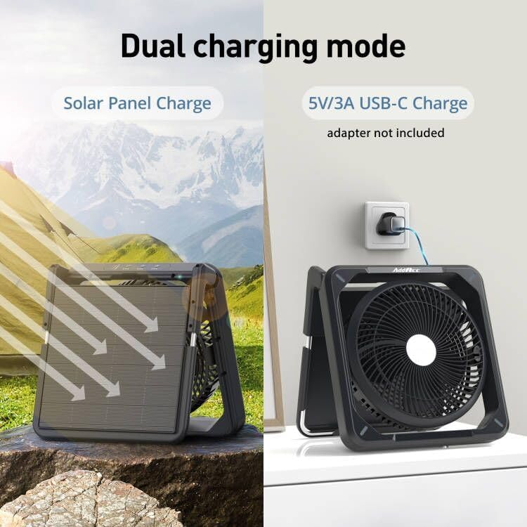 11.5 inch Portable Solar Powered Car Fan for Tesla Truck RV SUV