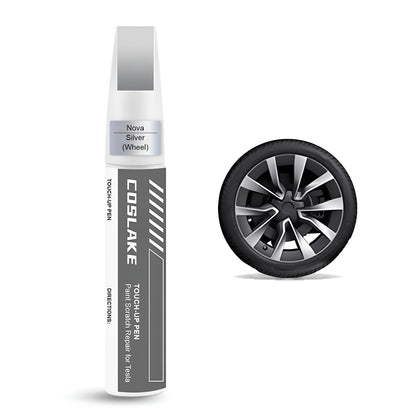 Rim Touch Up Paint(Gunpowder) for Tesla Model Y/3/S/X Gemini Dark/Uberturbine/Arachnid/Cybersteam/Turbine Wheel, Curb Rash Repair Rim Scratch Repair with Masking Tape & Sandpaper
